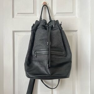 Sweaty Betty Luxe drawstring bucket black bag backpack